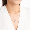thumbnail image 2 of Collar con colgante de corazón abierto de plata de ley 925 para mujer, ópalo creado y zafiro blanco, 18 pulgadas, 2 of 2