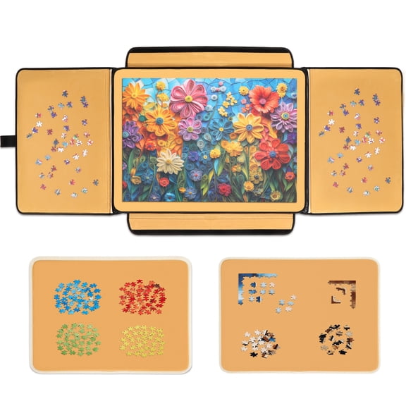 1500 Pieces Jigsaw Puzzle Board, Portable Puzzle Table with Sorting Trays, Non-Slip Surface