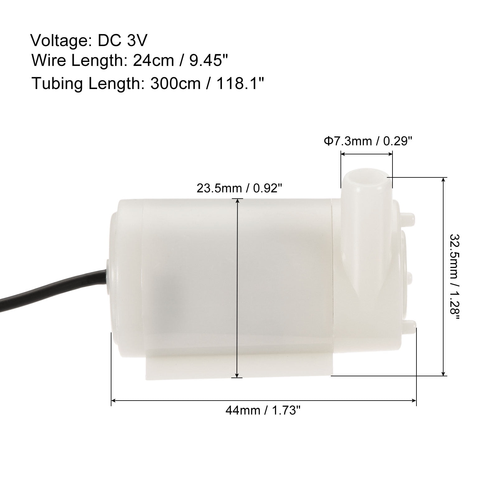 Uxcell DC 3V Horizontal Style with Clear Vinyl Tube Micro Submersible Water Pump