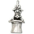 thumbnail image 1 of Sterling Silver 18" 1mm 3D Bunny Rabbit In Fancy Dress Magician Top Hat Pendant Necklace, 1 of 2