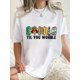 thumbnail image 1 of Camiseta para mujer con Cuello de verano1pc Women'S Casual Round Neck Short Sleeve T-Shirt with Creative "Gobble Til You Wobble" Turkey Print, Polyester Knit Fabric, Animal Pattern, Comfortable All-, 1 of 6