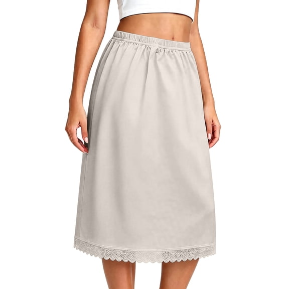 HGIEYS Womens Half Skirt Extender with Lace Embroidery Cotton Vintage Underskirt