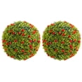 thumbnail image 2 of Grandes Boules Topiaires en Faux Buis avec Fleurs Rouges – Sphères Suspendues de Verdure Artificielle pour Décoration Intérieure et Extérieure de la Maison, Porche, Mariage – Ensemble de 2, Diamètre 52 cm, Rouge, 2 of 7