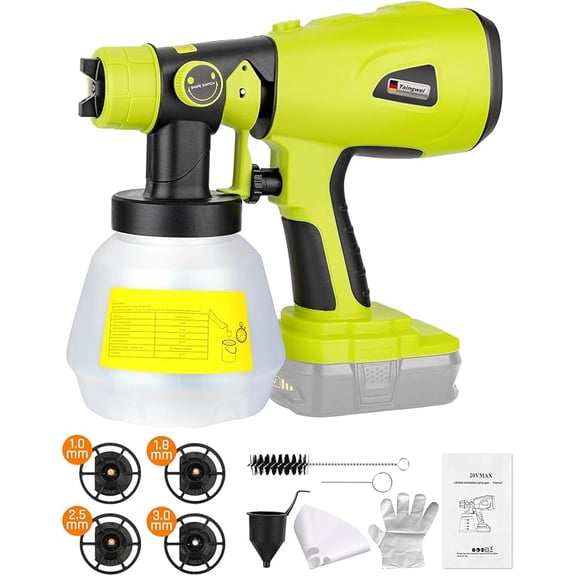 Cordless Paint Sprayer for Ryo*bi 18v Battery,200W HVLP Paint Sprayer Gun with Brushless Motor for Cabinets Cars Walls Furniture House Painting (Tool Only)