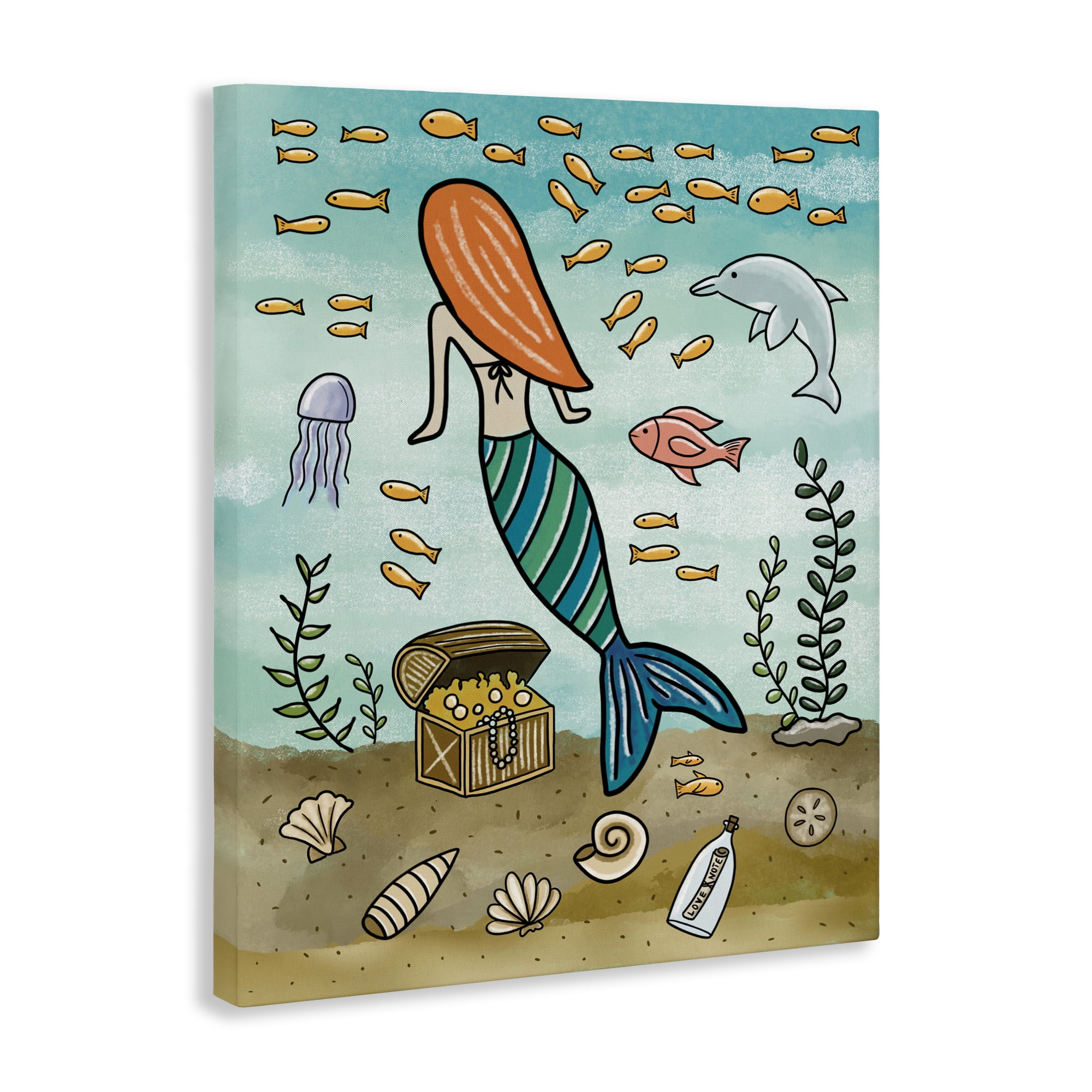 Mermaid Treasure Love Note Canvas Wall Art, design by Jennifer Stith