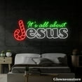 thumbnail image 4 of Glowneon It's All About Jesus Neon Sign, Christmas Quote LED Sign, Candy Cane Neon Light, 4 of 5