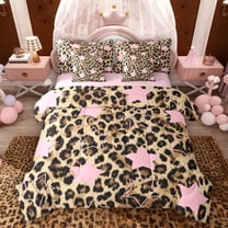 Feelyou Retro Cheetah Print Twin Bedding Sets 7pcs, Western Stars Bedding Comforter Set