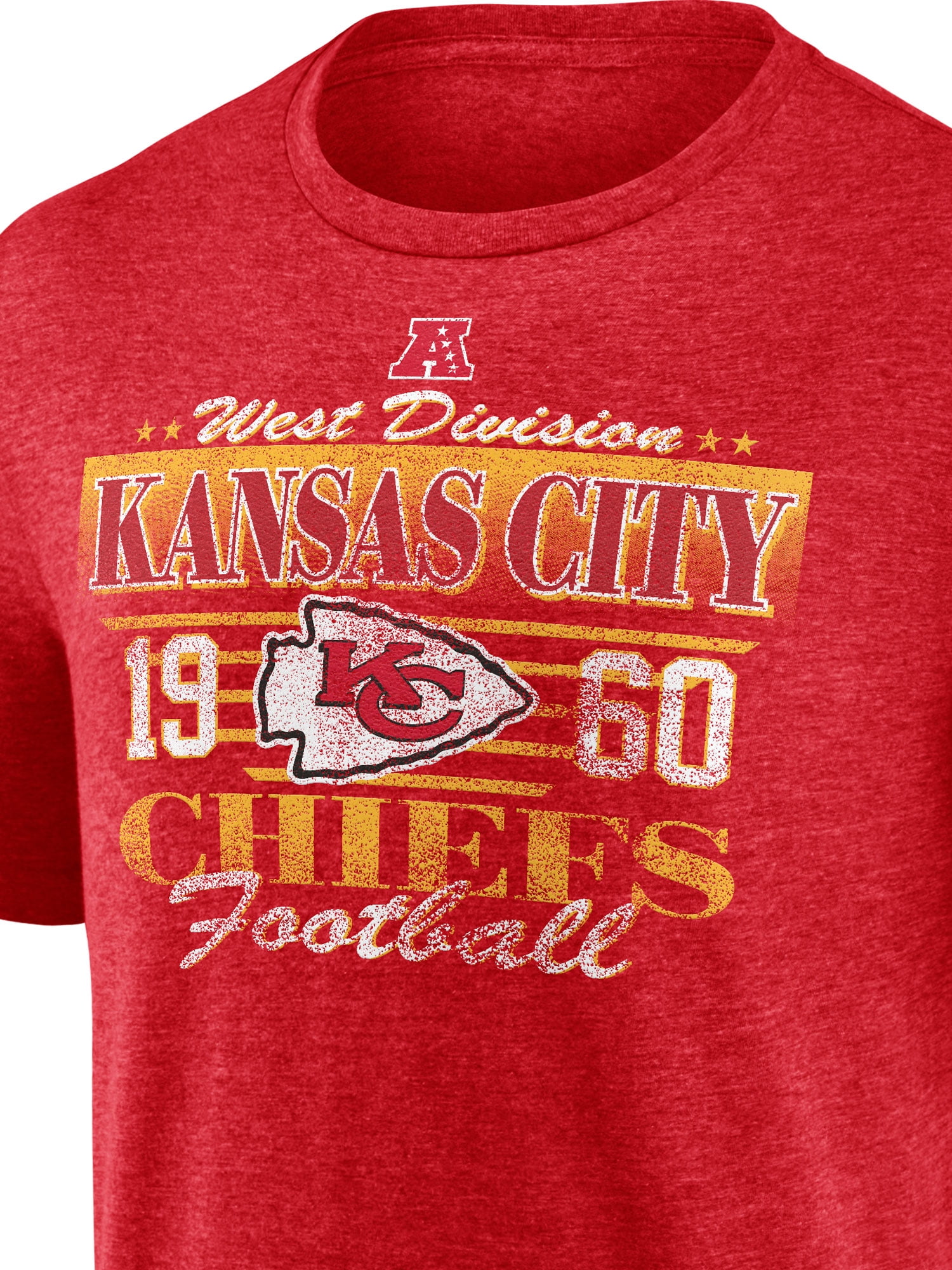 NFL Kansas City Chiefs Men's Synthetic Red Heather Short Sleeve T-Shirt