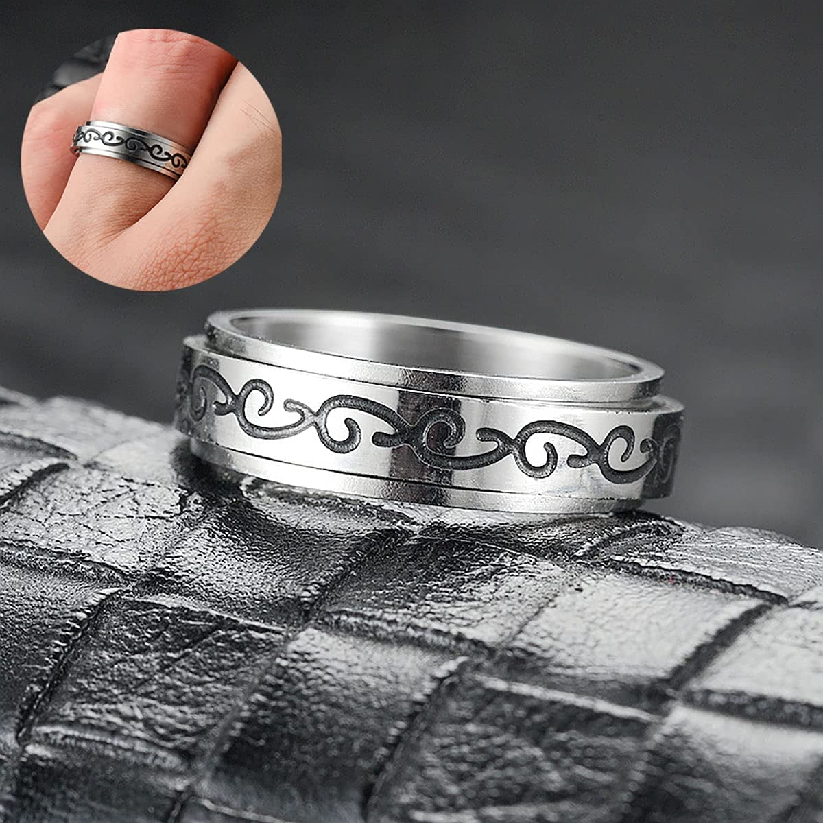 Anxiety Ring Fidget Rotating Spinner Rings Mens Womens Stainless Steel  Sparkle | eBay