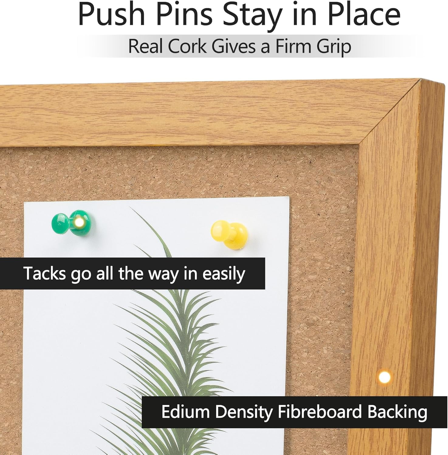 Cork Board Bulletin Board 24 x 18 Inches Cork Notice Pin Board Memo Board with Brown Wooden Frame for Display Home Decor Office Kitchen