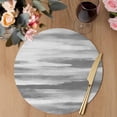 thumbnail image 3 of Gray White Round 13 Inch Placemats Set of 8, Vintage Country Abstract Gradient Mottled HeatResistant Non Slip Place Mats for Dining Table, Wipeable Braided Kitchen Table Mats for Housewarming, 3 of 9