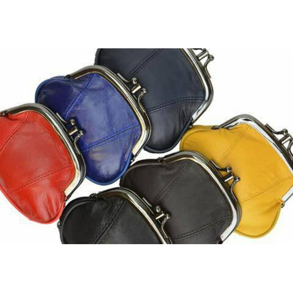 Genuine Leather Women's Change Purse Clasps Open Coin Holder Color Options