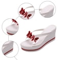 thumbnail image 5 of Rokment Women's Sparkly Pearl Rhinestones Platform Wedge Slip on Open Back Dressy Sandals Elegant Clear Chunky High Heels Slides Bridal Summer Slippers for Wedding Red Size 7, 5 of 7