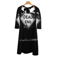 thumbnail image 3 of Robe Évasée Nœud Cœur Dead End Design Mode Grande Taille Robe Ample Faucheuse Faucheuse Squelette Bs Panneau de Route, 3 of 4