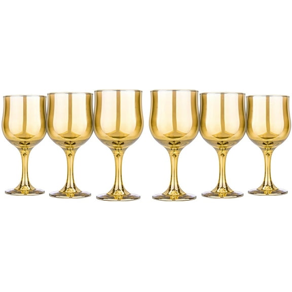 World Gifts Set of 6 Crystal Wine Glassware Set - 10.5 oz, Honey Collection