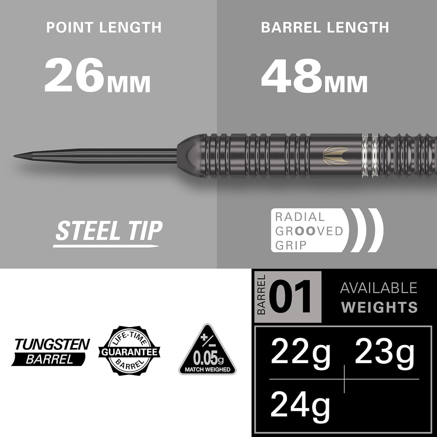 Target Darts Ares 23G Tungsten Steel Tip Darts Set - 6 Pro Grip Shafts - 9 Pro Ultra Flights – Dart Wallet - Dart Counter App Coupon Bundle