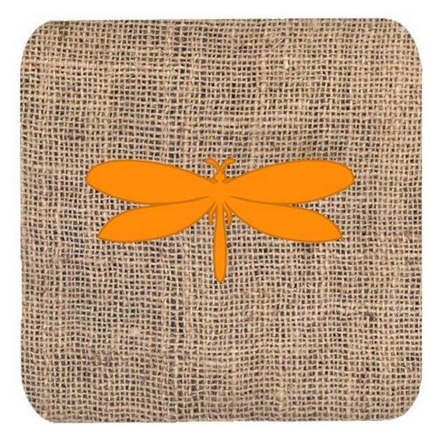 ""Caroline'S Treasures Bb1061-Bl-Or-Fc Posavasos De Espuma Naranja Y Arpillera De Polilla (Juego De 4) 3.5"""" Alto X 3.5""" Ancho Multicolor""