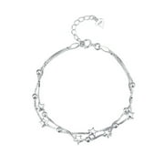 M'LIS S925 Sterling Silver Bracelet Creative Star Double Layer Bangle Fashionable Jewelry Delicate Wrist Chain for Woman
