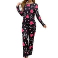thumbnail image 2 of YMNXA Women Pajamas Set Long Sleeve Round Neck Love Heart Print Tops And Pants Comfortable Soft Sleepwear For Daily Wear Black L, 2 of 8