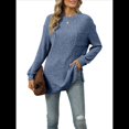 thumbnail image 1 of Camisa de Larga para Mujer, Suéter de Otoño, Túnica Informal, Top Holgado con Bolsillos. Azul S, 1 of 10