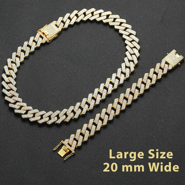 Gold Plated Miami Iced Cubic-Zirconia Cuban Tennis Chain/G