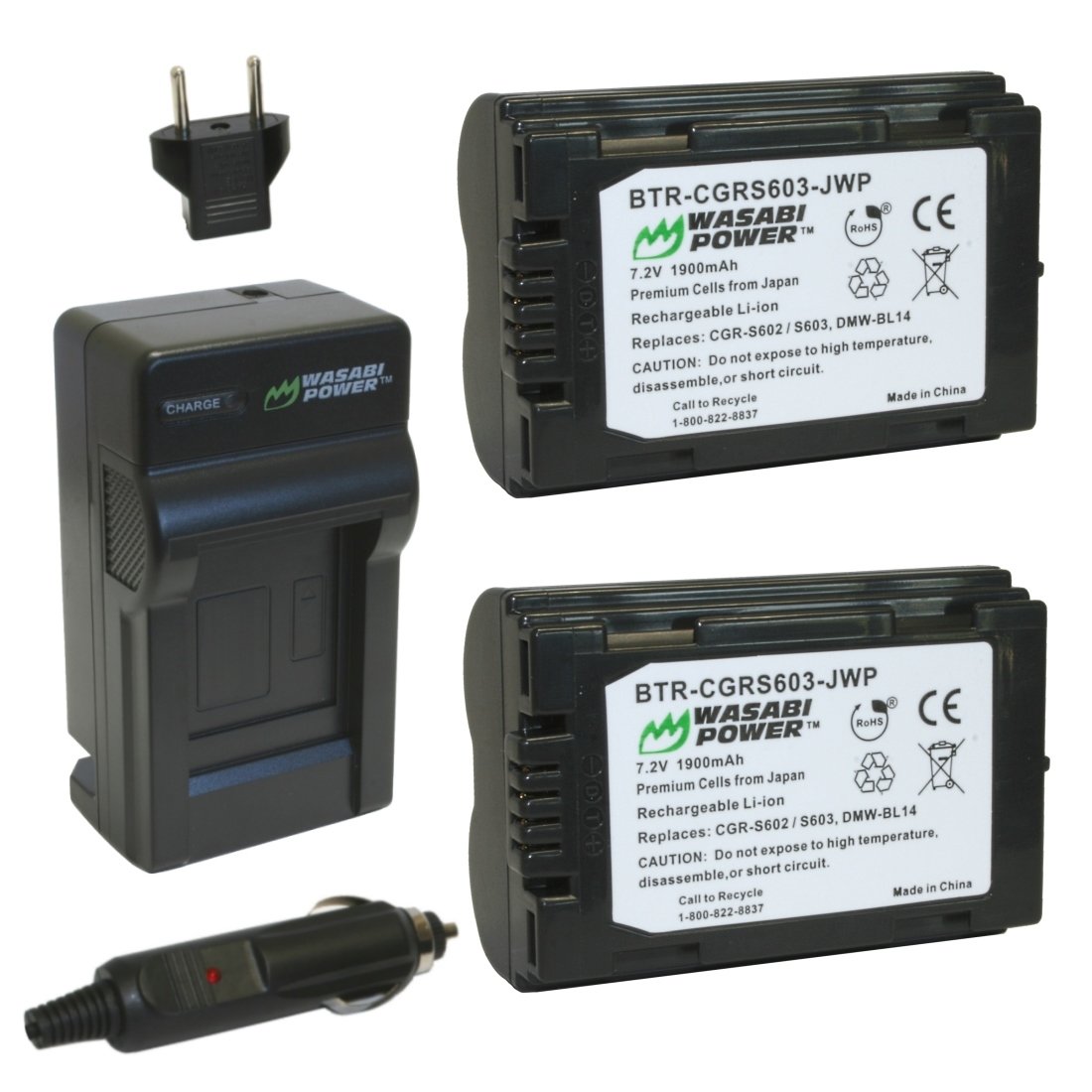 4 pezzi CGR-S602 batteria e caricabatterie per Panasonic CGR-S602A CGR-S603 DMW-BL14 Lumix DMC-L1 DMC-LC40 DMC-LC5 Leica DIGILUX 1  44
