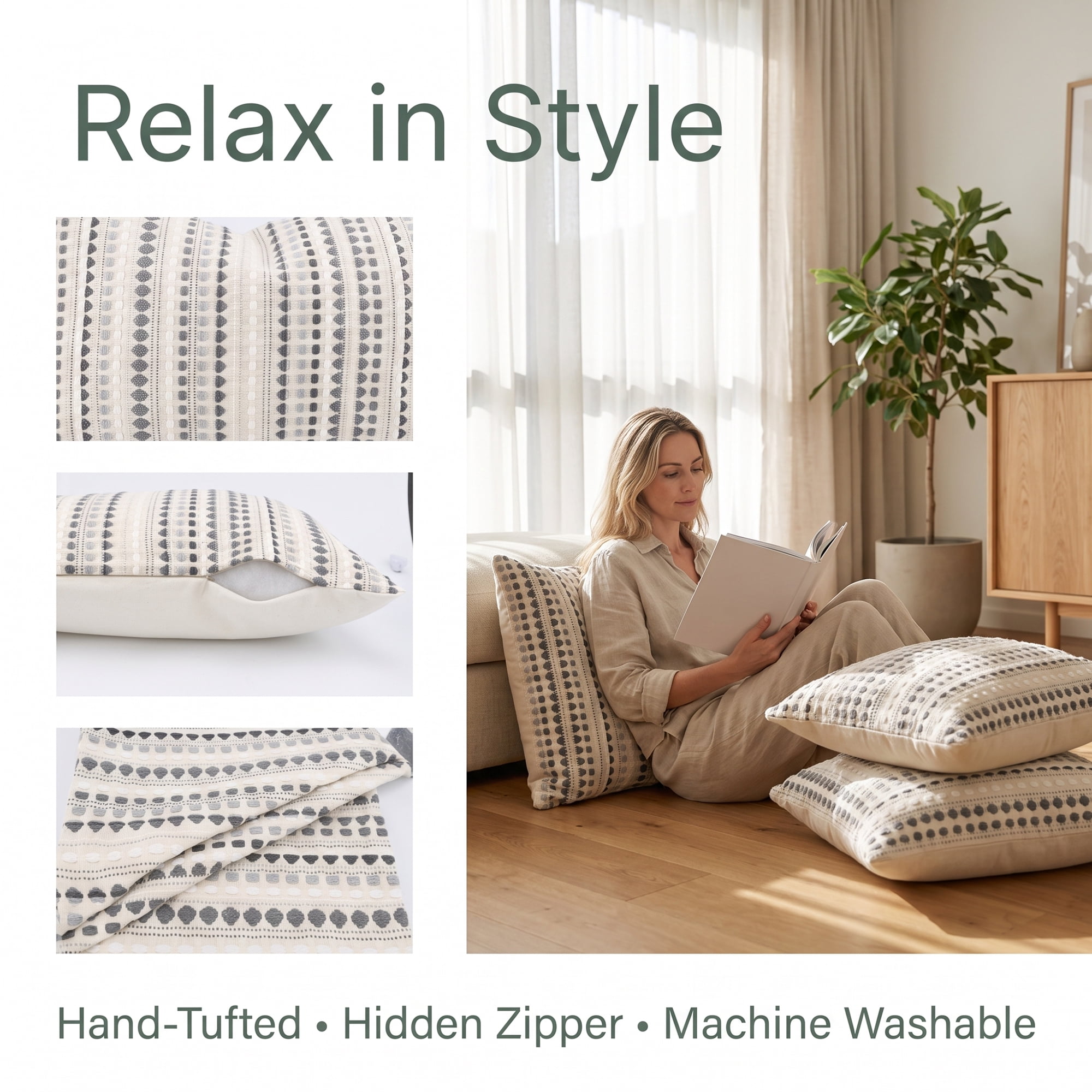 Unique Bargains Chenille Geometric Throw Pillow Covers 2 Pc Striped Cushion Cases Grey 20"x12"