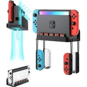 Wall Mount for Switch and Switch O, Wall Mount Holder with 5 Game s Slots and 4 Joy Con Hooks, Safely