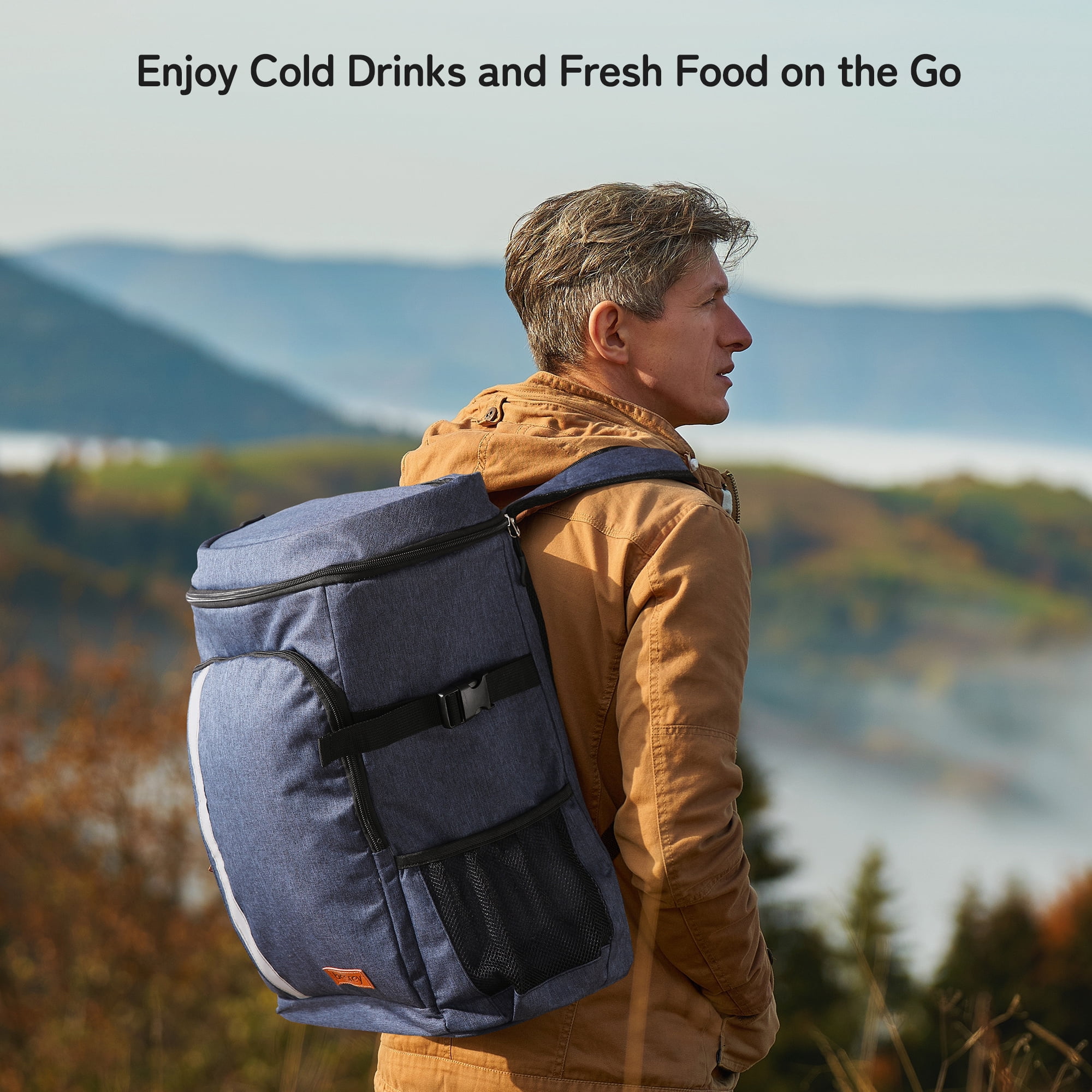 Besrey Cooler Backpack,30L Soft Lightweight Leakproof Cooler Backpack,Insulated Cooler Bag,Portable Soft Cooler Bag Waterproof for Beach, Travel, Camping,Blue