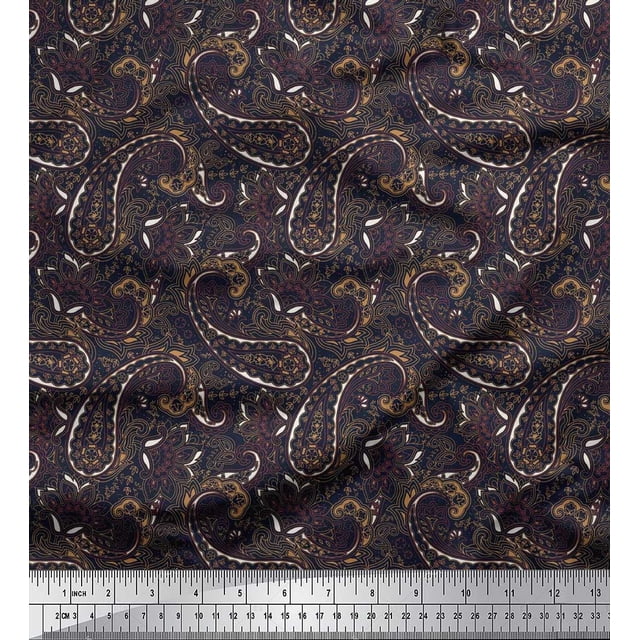Soimoi Poly Georgette Fabric Floral & Paisley Printed Craft Fabric by The Yard 42 Inch Wide