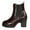 Brown, variant on Womens Platform High Heels Chelsea Boots Fashion Leather Chunky Block Heeled Slip on Mid Calf Ankle Booties Black Size 6.5
