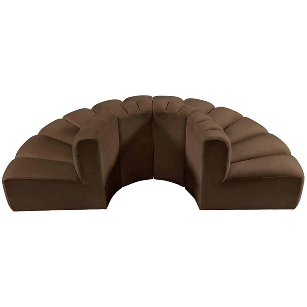 Meridian Furniture Arc Brown Velvet Modular Sectional