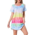 thumbnail image 4 of INSPIRE CHIC Women's Mother's Day Sleepshirt T-shirt Dress Colorful Striped Short Sleeve Nightshirt Nightgown XS Rainbows, 4 of 6