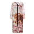 thumbnail image 3 of Yuyamidu Womens Zipper Robe Highland Cow Bathrobe Pink Flower Sleepwear Gown Lightweight Long Sleeve Robes for Women Plus Size 3XL Ladies Long Night Gowns, 3 of 7