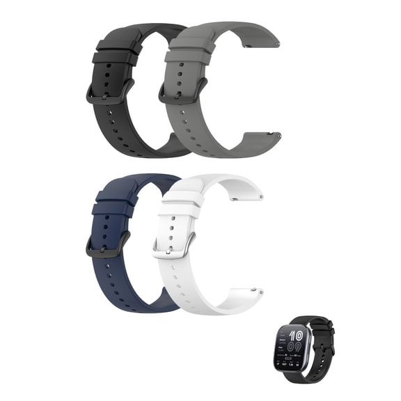 HYRACPO [4-Pack] Unisex Soft Silicone 22mm Sport Watch Strap for Amazfit Bip6/Bip5/Active Max Balance2/Balance
