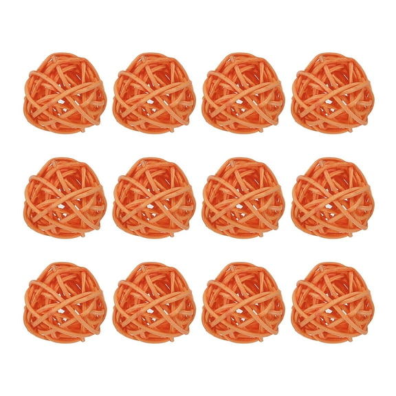 Uxcell 20 Pcs Wicker Rattan Balls Decorative Balls 1.18" for Vase Fillers Wedding Party Orange