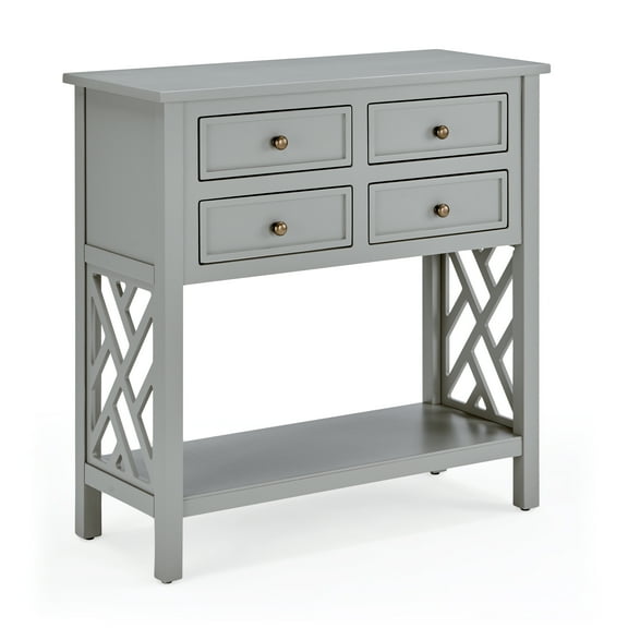 Alaterre Furniture Coventry 32 in. Wood Entryway or Console Table with Drawers and Shelf, Modern Open-Side Design, Versatile for Living Room, Entryway and Kitchen, Gray