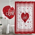 thumbnail image 4 of Red Valentine's Day Shower Curtain Set - Extra Long 72" x 96" Washable Bathtub Curtain with 12 Hooks, Love Heart Romantic Valentines Waterproof Fabric Stall Shower Curtains for Bathroom Décor, 4 of 6