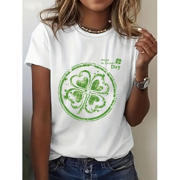 Ladies' Clover Fashion Printed T-shirt Tee For Adult, Men, Women, Teen, Teenager, Adolescent, Youth