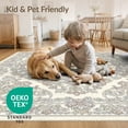 thumbnail image 4 of ODIKA Beige Motif Cream Interlocking Entryway Beetles Bathroom Pet Friendly & Kids Safe for Bedroom, Bedside, Nursery, 4 of 7