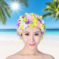 thumbnail image 4 of Gorro de baño con flores en 3D, transpirable, para deportes acuáticos, para mujer (diseño y color), 4 of 4