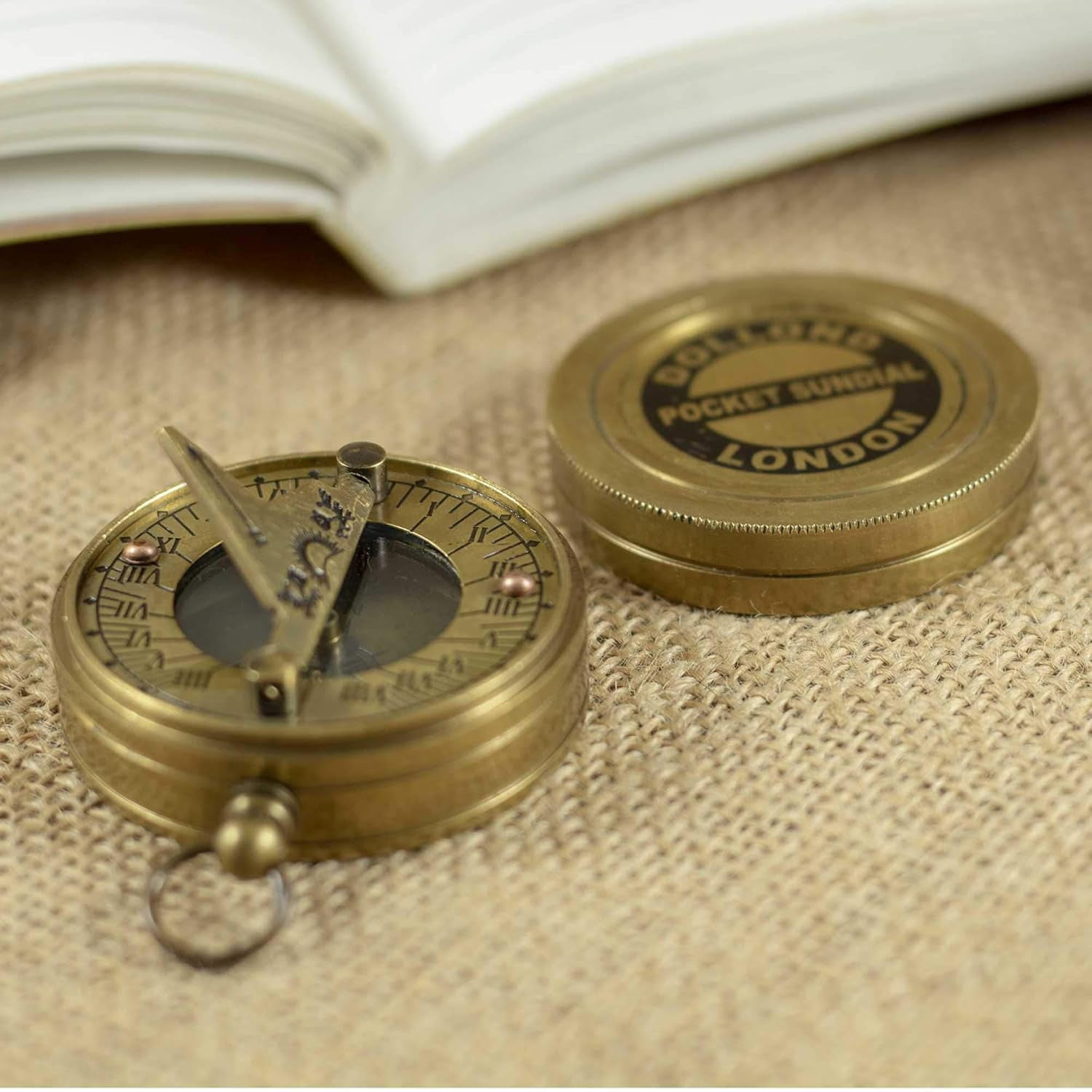 Brass Pocket Dollond London Magnetic Sundial Compass Nautical Boat Decor Antique Vintage Engraved Directional Pirate Hiking Travel Christmas Souvenirs dad Grandson Son Gift