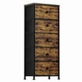 thumbnail image 2 of GUNAITO 5 Drawer Dresser for Bedroom Tall Narrow Chest of Drawers Fabric Storage Dresser for Adults,Rustic Brown, 2 of 9