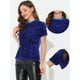 thumbnail image 2 of Blusa de fiesta de manga corta con cuello redondo y lentejuelas de terciopelo para mujer Azul brillante S, 2 of 4