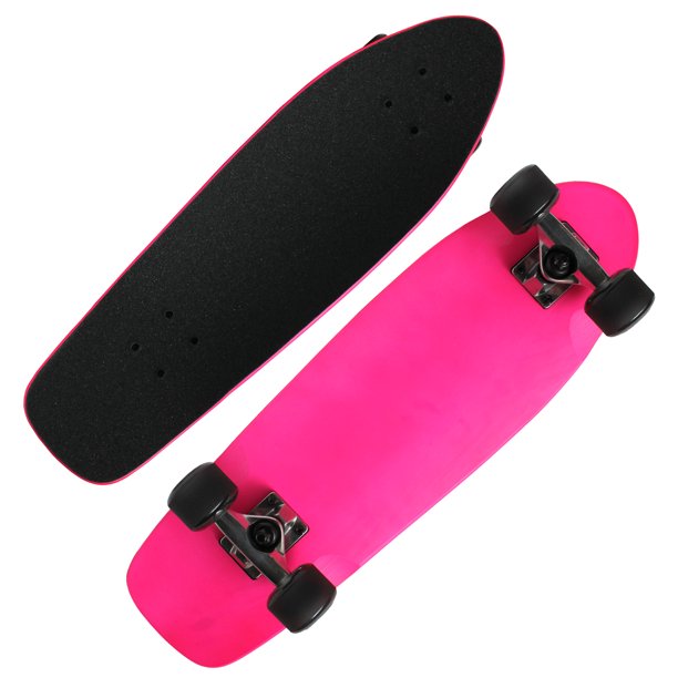NEON PINK BEACH CRUISER SKATEBOARD COMPLETE Kicktail Mini Shape MAPLE 8