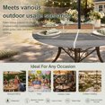 thumbnail image 6 of Round Outdoor Tablecloth with Umbrella Hole and Zipper, Farmhouse Haze Blue Brown Tablecloth with Elastic Waterproof, Vintage Wooden Striped Patio Table Covers for 36" - 44" Picnic Pool Tables, 6 of 9
