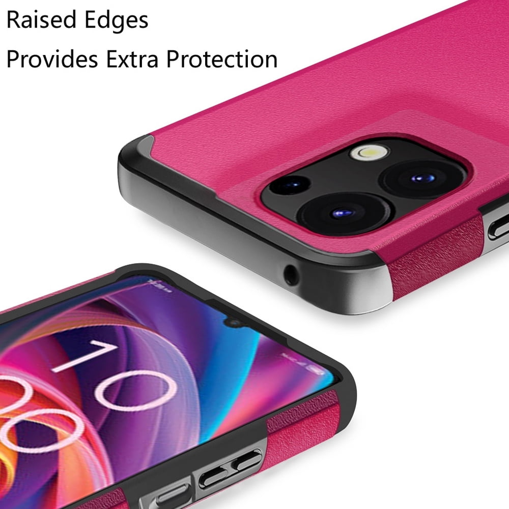 TJS for TCL K32 5G / K33 5G Phone Case, with Tempered Glass Screen  Protector, Dual Layer Hybrid Magnetic Support Shockproof Heavy Duty Cover  (Blue)