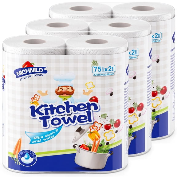 Kitchen paper towels Select-A-Size, 6 Mega Rolls, 75 Sheets per Roll