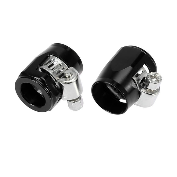Unique Bargains 2pcs AN6 Hex Black Car Hose Finisher Clamp Adapter Line End Cover Connector