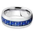thumbnail image 2 of Tungsten Wedding Band Carbon Fiber Ring Blue Tungsten Ring 8mm Tungsten Band Men and Women Comfort Fit, 2 of 3